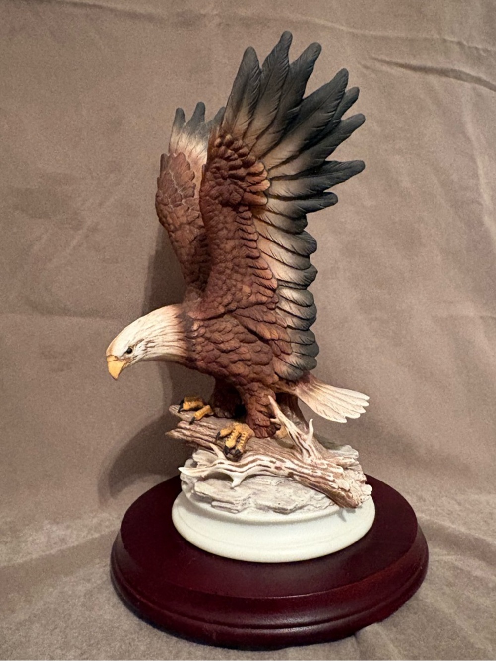 Homco Brown, White and Gold Bald Eagle Sculpture